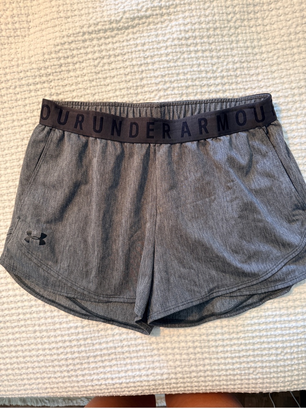 Under Armour Women's Heather Gray Athletic Shorts with Branded Waistband